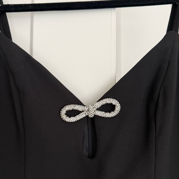 Hello Molly Black Mini Dress with Silver Bow - Picture 2 of 5